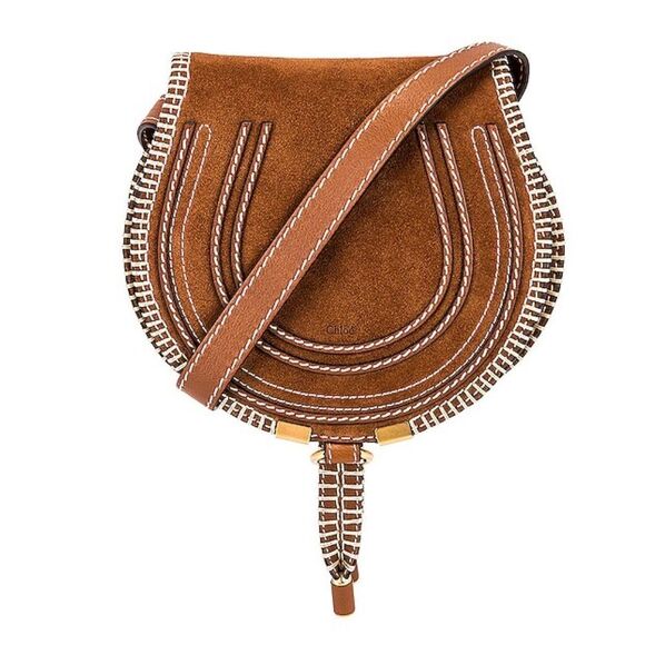 CHLOE Small Marcie Suede Saddle Bag Tan MSRP $1545 - Picture 1 of 8